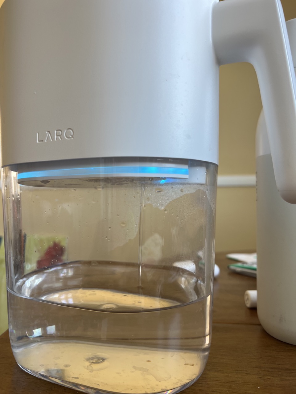 The LARQ pitcher with water in it.