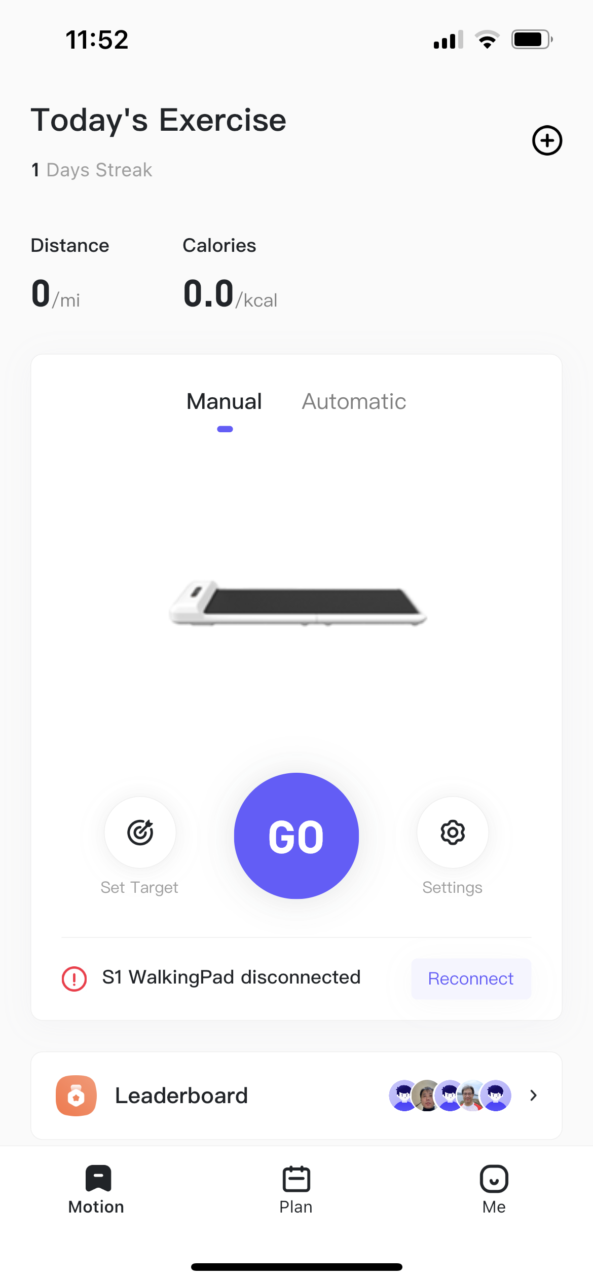 A screenshot of the app for WalkingPad