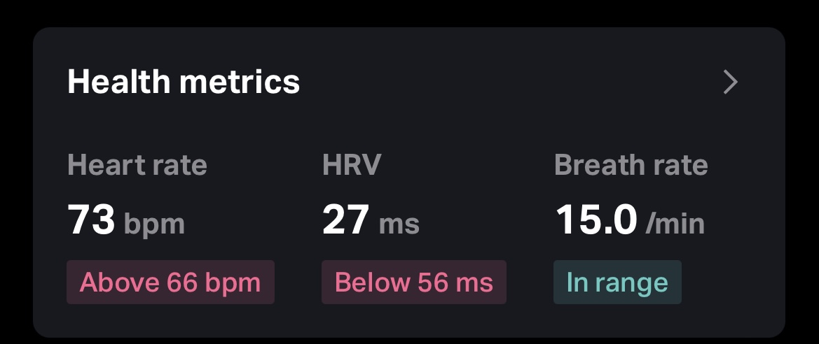 Health metrics screenshot