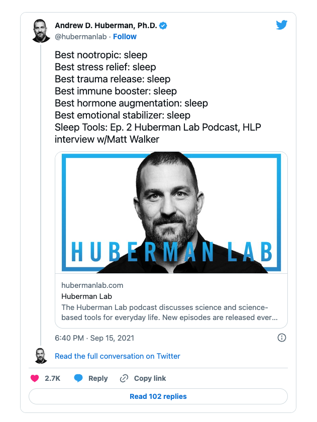 An image of Andrew D. Huberman's Twitter