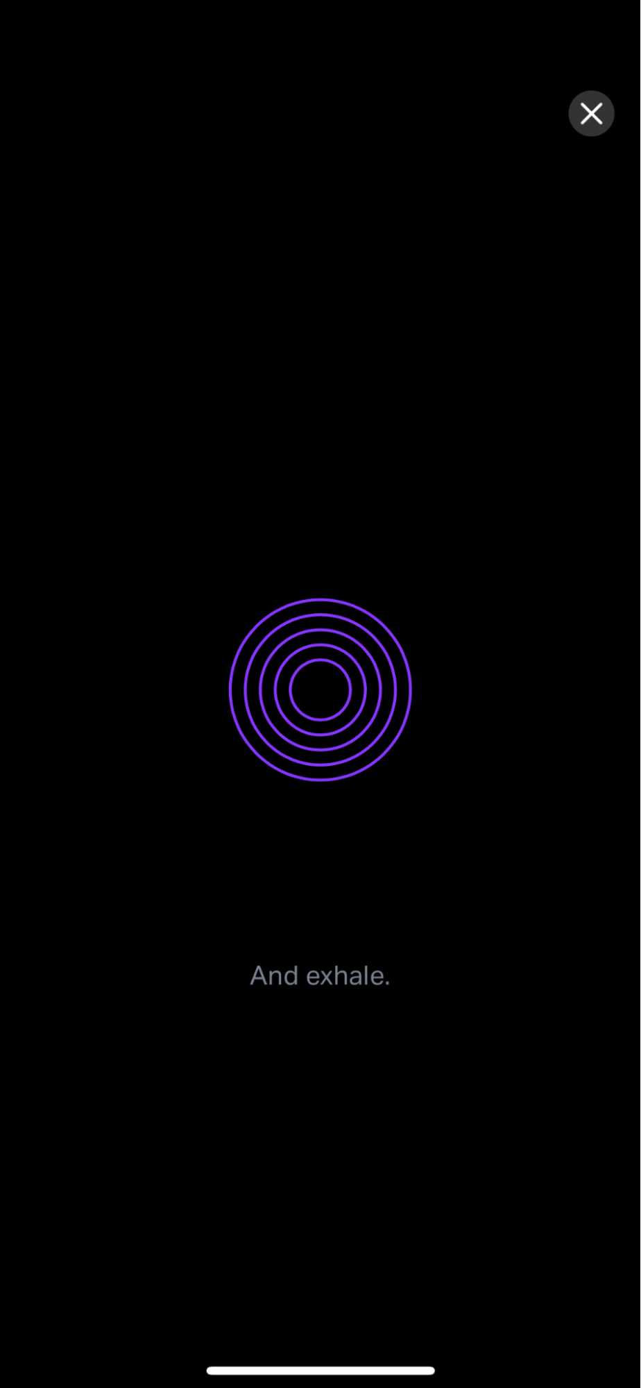 Screenshot of the app's breathwork prompts 