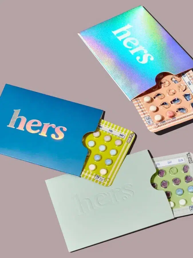 Blister packs of birth control pills from Hers