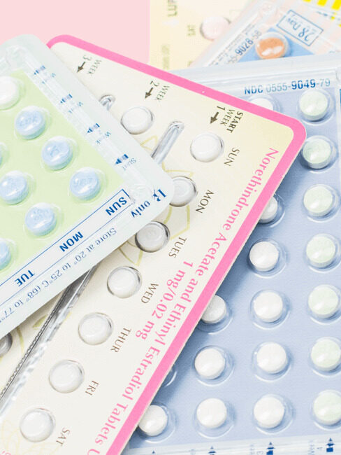 A close up of multiple blister packs of birth control pills from Nurx