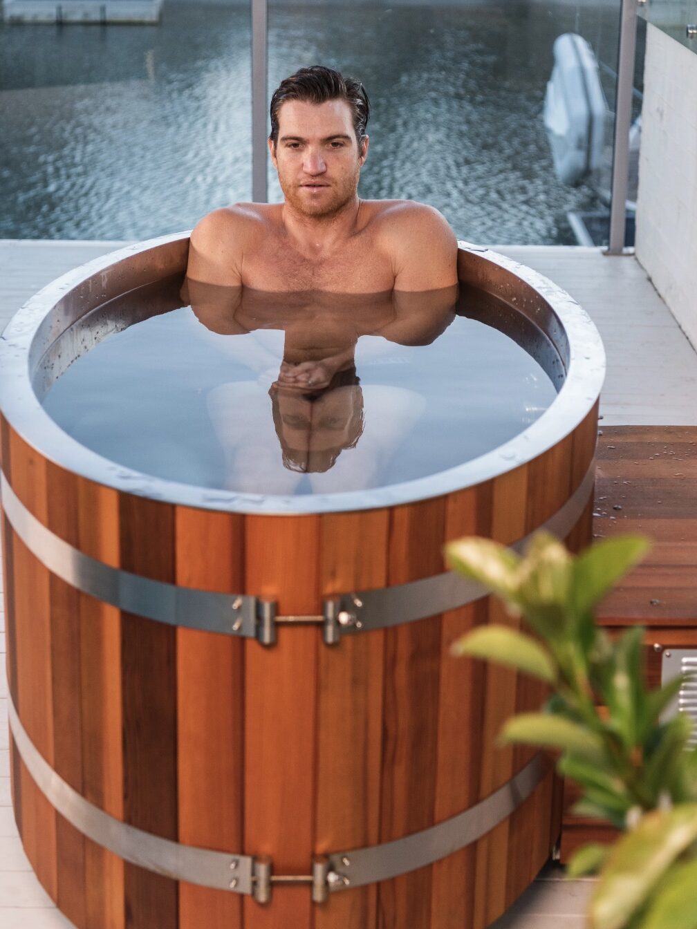 A model in a cold bath from Odin Ice Baths